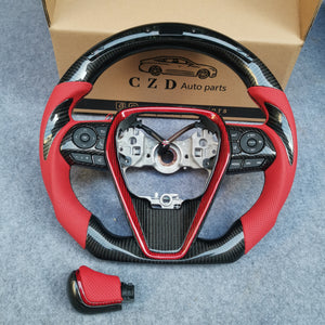 CZD For 8th Gen 2018/2019/2020/2021 Toyota Camry/SE/XSE/TRD carbon fiber steering wheel with perforated leather