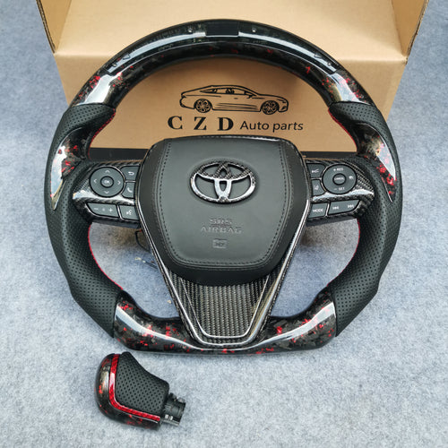 CZD Autoparts for Toyota 8th gen Camry se xse le xle 2018-2022 carbon fiber gloss carbon fiber with red flakes top and bottom