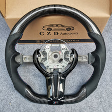 Load image into Gallery viewer, CZD Autoparts for BMW M5 F10 M6 F12 F13 carbon fiber steering wheel gloss black carbon fiber top and bottom