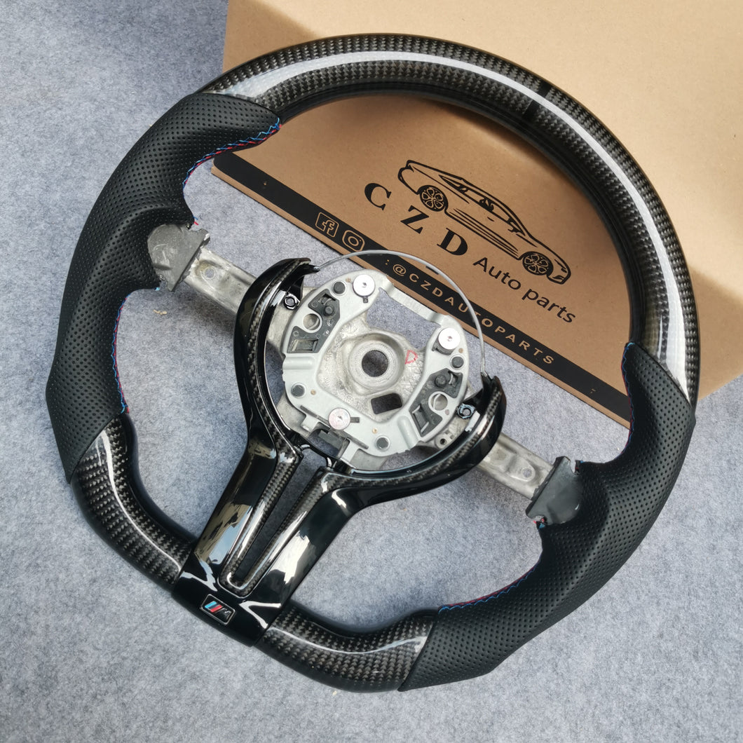 CZD Autoparts for BMW M5 F10 M6 F12 F13 carbon fiber steering wheel black stripe line at top