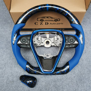 CZD For 8th 2018/2019/2020/2021 Toyota Camry SE/XSE/TRD carbon fiber steering wheel with round top，flat bottom