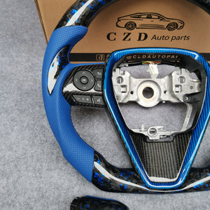 CZD For 8th 2018/2019/2020/2021 Toyota Camry SE/XSE/TRD carbon fiber steering wheel with BLUE STITCHING