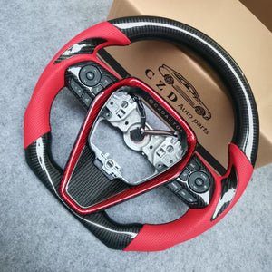 CZD For 8th Gen 2018/2019/2020/2021 Toyota Camry/SE/XSE/TRD carbon fiber steering wheel with round top,flat bottom