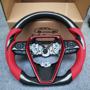 CZD For 8th Gen 2018/2019/2020/2021 Toyota Camry/SE/XSE/TRD carbon fiber steering wheel with round top,flat bottom