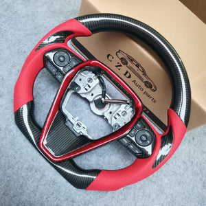 CZD For 8th Gen 2018/2019/2020/2021 Toyota Camry/SE/XSE/TRD carbon fiber steering wheel with round top,flat bottom