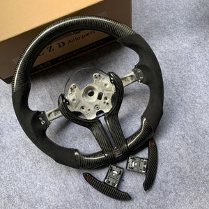 CZD Autoparts for BMW M5 F10 M6 F12 F13 carbon fiber steering wheel with  black carbon fiber paddles