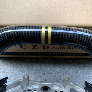 CZD Autoparts For Honda FK2 carbon fiber steering wheel yellow double stripe