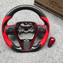 Load image into Gallery viewer, CZD Autoparts for Toyota Avalon 2019-2022 carbon fiber steering wheel red perforated leather sides