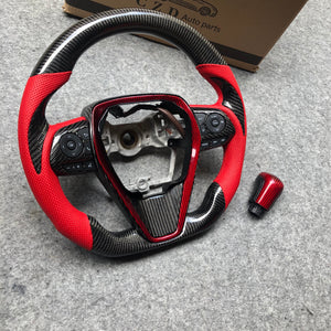 CZD Autoparts for Toyota Avalon 2019-2022 carbon fiber steering wheel red perforated leather sides