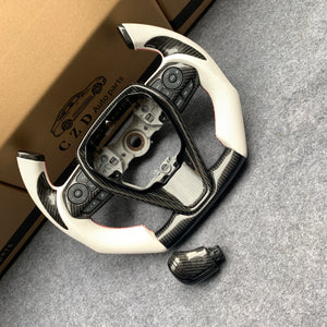 CZD Autoparts for Toyota 8th gen Camry se xse le xle 2018-2022 carbon fiber steering wheel cut top, flat bottom shape