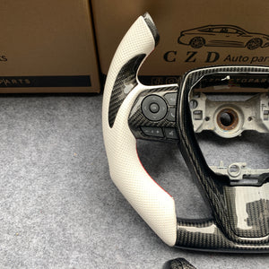 CZD Autoparts for Toyota 8th gen Camry se xse le xle 2018-2022 carbon fiber steering wheel cut top, flat bottom shape