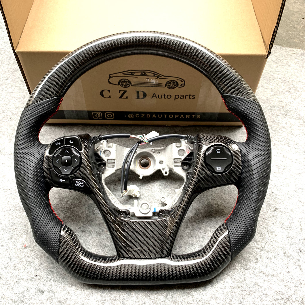 CZD For 2013/2014/2015/2016/2017 7th Toyota Gamry carbon fiber steering wheel with red stitching