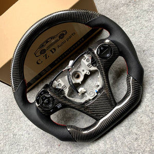 CZD For 2013/2014/2015/2016/2017 7th Toyota Gamry carbon fiber steering wheel with red stitching