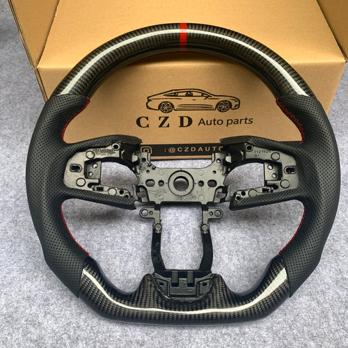 CZD auto parts for Honda FK8 2016-2021 carbon fiber steering wheel with red stitching