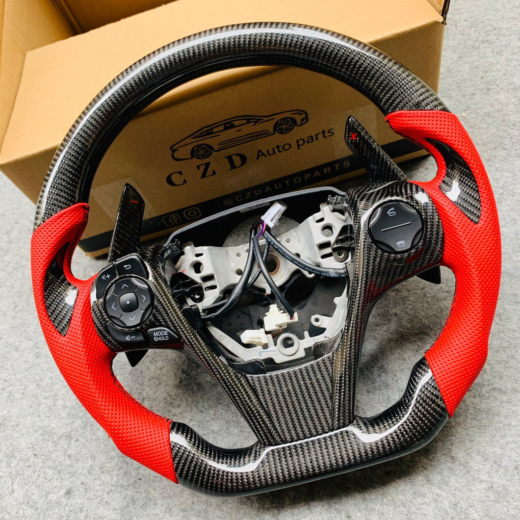 CZD For 2013、2014、2015、2016、2017 7th Toyota Gamry carbon fiber steering wheel with gloss black carbon fiber top&bottom&trims