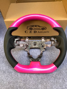 CZD Autoparts For Honda 9th gen Civic/SI 2012-2015 carbon fiber steering wheel gloss pink carbon fiber top&bottom