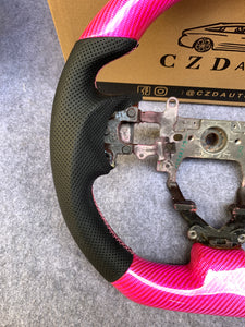 CZD Autoparts For Honda FK2 carbon fiber steering wheel gloss pink carbon fiber top&bottom