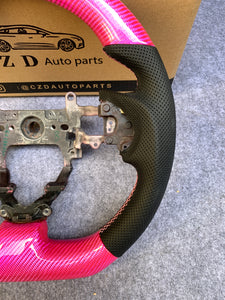 CZD Autoparts For Honda FK2 carbon fiber steering wheel gloss pink carbon fiber top&bottom