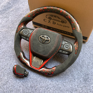 CZD Autoparts for Toyota Avalon 2019-2022 carbon fiber steering wheel dark gray alcantara with airbag cover