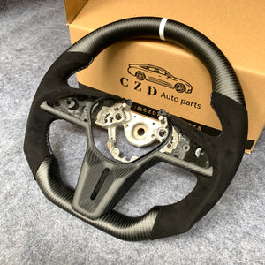 CZD auto parts for Nissan GTR R50 2017-2022 carbon fiber steering wheel with white stitching