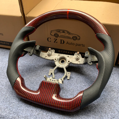 CZD autoparts for Infiniti EX35/ EX37/ G25/ G35/ G37/ G37X/ Q40/ Q60/ QX50 2007-2018 carbon fiber steering wheel with black perforated leather
