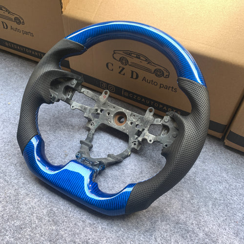 CZD Autoparts For Honda FK2 carbon fiber steering wheel gloss blue carbon fiber top&bottom