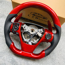 Load image into Gallery viewer, CZD For 2013/2014/2015/2016/2017 7th Toyota Gamry carbon fiber steering wheel with gloss red carbon fiber top&amp;bottom&amp;trims