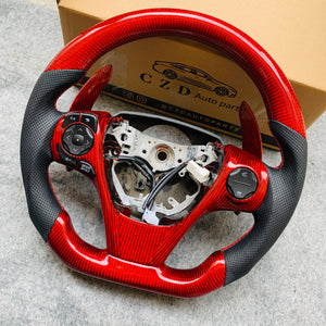 CZD For 2013/2014/2015/2016/2017 7th Toyota Gamry carbon fiber steering wheel with gloss red carbon fiber top&bottom&trims