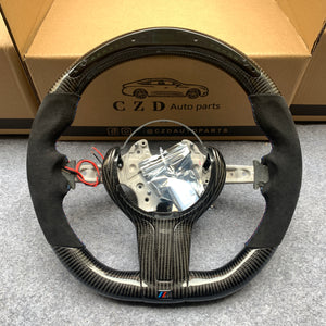 CZD Autoparts for BMW M5 F10 M6 F06 F12 F13 X5M F85 X6M F86 carbon fiber steering wheel gloss black carbon fiber trim and LED