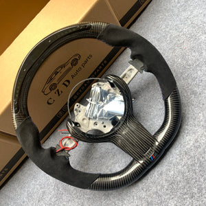 CZD Autoparts for BMW M5 F10 M6 F06 F12 F13 X5M F85 X6M F86 carbon fiber steering wheel gloss black carbon fiber trim and LED