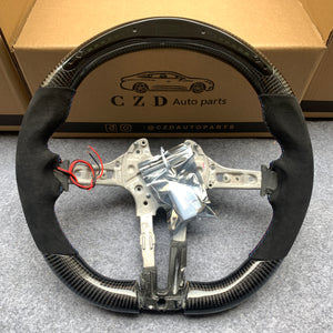 CZD Autoparts for BMW M5 F10 M6 F06 F12 F13 X5M F85 X6M F86 carbon fiber steering wheel round top and flat bottom