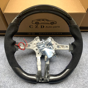 CZD Autoparts for BMW M5 F10 M6 F12 F13 carbon fiber steering wheel black alcantara sides and LED