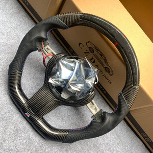 CZD Autoparts for BMW M1 M2 M3 M4 X5M X6M carbon fiber steering wheel LED and red stripe line