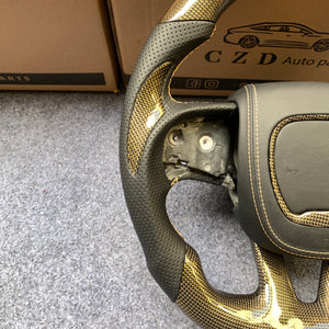 CZD auto parts For Dodge (SRT) Challenger 2015-2021 carbon fiber steering wheel with gold wire carbon fiber