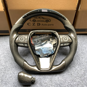 CZD Autoparts for Toyota 8th gen Camry se xse le xle 2018-2022 carbon fiber steering wheel with LED