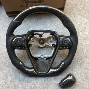 CZD Autoparts for Toyota Avalon 2019-2022 carbon fiber steering wheel roud top and flat bottom