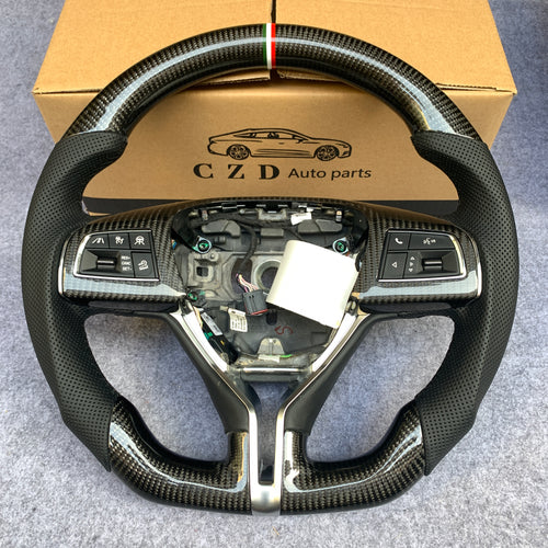 CZD Autoparts For Maserati Quattroporte GTS 2013-2019 carbon fiber steering wheel gloss finish with Italian stitching