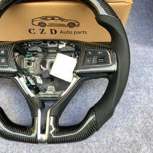 CZD Autoparts For MASERATI GHIBLI M157 2014-2019 carbon fiber steering wheel gloss finish with perforated leather