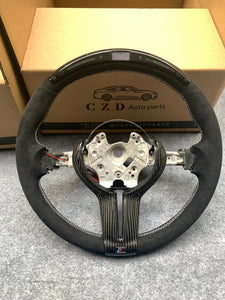 CZD Autoparts for BMW M1 M2 M3 M4 X5M X6M carbon fiber steering wheel with LED and black alcantara