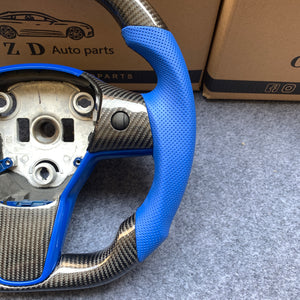 Tesla Model 3 2017/2018/2019/2020 carbon fiber steering wheel from CZD with blue leather