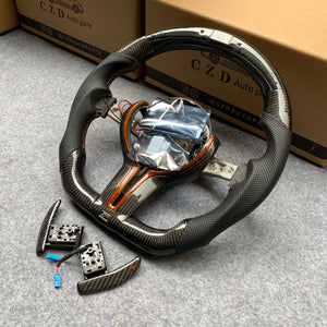 CZD Autoparts for BMW M1 M2 M3 M4 X5M X6M carbon fiber steering wheel round top and flat bottom with LED
