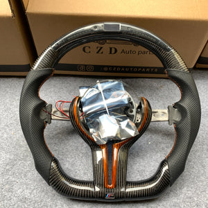 CZD Autoparts for BMW M1 M2 M3 M4 F80 F82 F83 carbon fiber steering wheel gloss orange carbon fiber inner trim