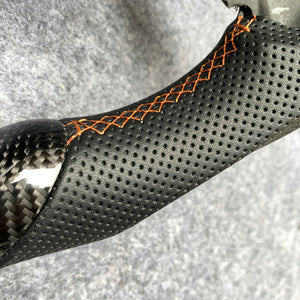 CZD Autoparts for BMW M5 F10 M6 F12 F13 carbon fiber steering wheel black perforated leather with orange stitchig
