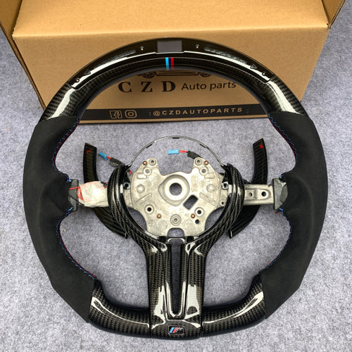 CZD Autoparts for BMW M5 F10 M6 F06 F12 F13 X5M F85 X6M F86 carbon fiber steering wheel black alcantara sides