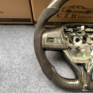 CZD Autoparts For Maserati Quattroporte GTS 2013-2019 carbon fiber steering wheel gloss finish with alcantara