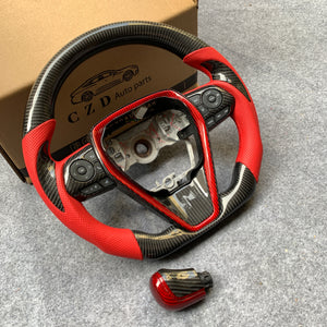 CZD For 8th Gen 2018/2019/2020/2021 Toyota Camry/SE/XSE/TRD carbon fiber steering wheel with round top,flat bottom