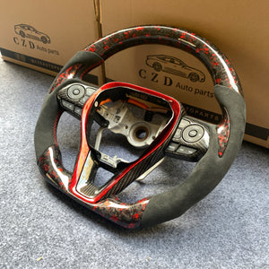 czd auto parts for Toyota RAV4 2019-2021 carbon fiber steering wheel black alcantara leather