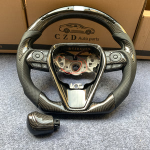 CZD Autoparts For Toyota Avalon 2019-2022 carbon fiber steering wheel gloss carbon fiber trim