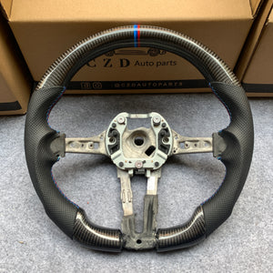 CZD Autoparts for BMW M1 M2 M3 M4 F80 F82 F83 carbon fiber steering wheel gloss black carbon fiber top and bottom with M-color stripe
