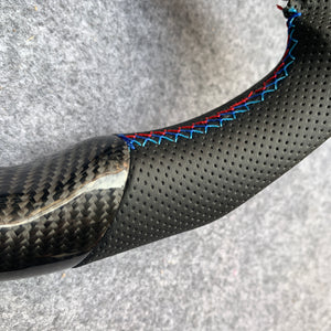 CZD Autoparts for BMW M1 M2 M3 M4 F80 F82 F83 carbon fiber steering wheel gloss black carbon fiber top and bottom with M-color stripe